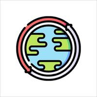 The earth is shown in a circle with a red arrow vector
