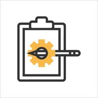 A clipboard with a gear and a pen icon vector