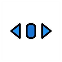 A blue arrow pointing to the left and right vector