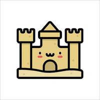 A cartoon sand castle with a face on it vector