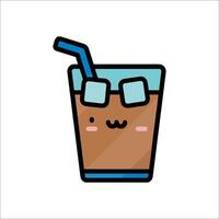 A cartoon drink with a straw and a smile vector