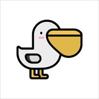 A cartoon pelican with a beak in its mouth vector