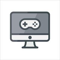 A computer monitor with a game controller on it vector