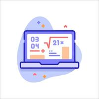 A laptop with a calculator on it vector