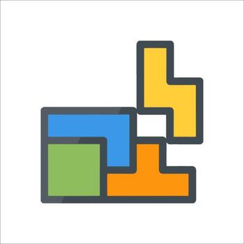 un vistoso bloquear icono con un amarillo y azul cuadrado vector