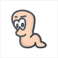 A cartoon worm character with a big head vector