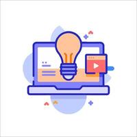 A laptop with an idea light bulb on it vector