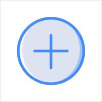 A blue and white button with a cross on it vector