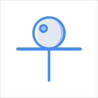 A blue and white icon of a ball on a stick vector