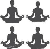 Meditating Person Silhouette Illustration with a white background vector
