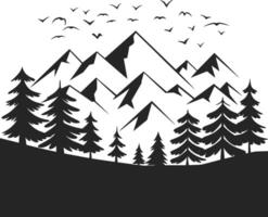 Mountain Range Silhouette Illustration with a white background vector