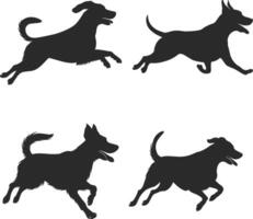 Dog Running Silhouette Illustration with a white background vector