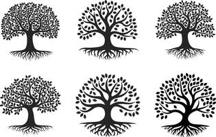 Abstract Tree Silhouette collection Illustration with a white background vector