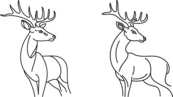 Forest Deer Line Art Silhouette Illustration with a white background vector