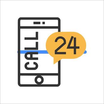 Call 24 hours a day icon vector