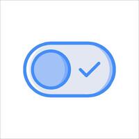 A blue button with a check mark on it vector
