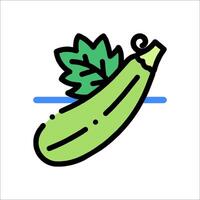 A green eggplant with leaves on it vector