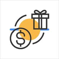 A gift box with a dollar sign and a gift box vector