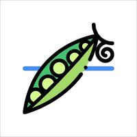 A green pea pod with a blue line vector