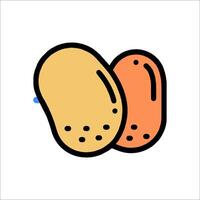 Two potatoes are shown in a line drawing vector