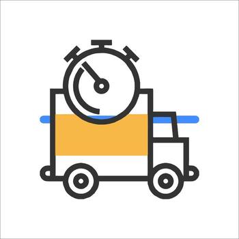 A truck with a clock on top of it vector