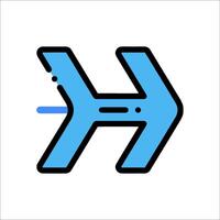 A blue arrow pointing to the left vector
