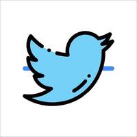 Twitter icon with blue lines vector