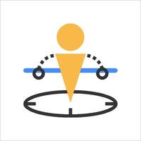 A person is standing on a clock with a blue arrow pointing to it vector