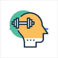A person's head with a dumbbell on it vector