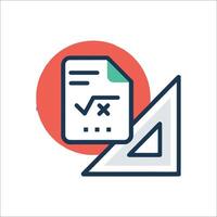 A document with a pencil and a calculator icon vector