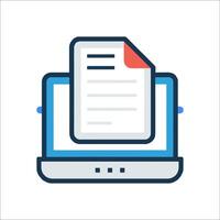 A laptop with a document on it vector
