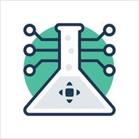 A laboratory flask with a computer on top vector