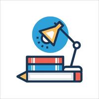 A lamp and books on a desk vector