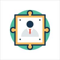 A person wearing a tie is in a frame with a puzzle piece vector