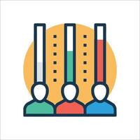 People in a line with a bar graph icon vector
