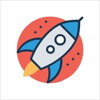 A rocket ship icon on a white background vector
