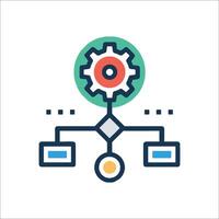 A flat icon of a computer with a gear on it vector