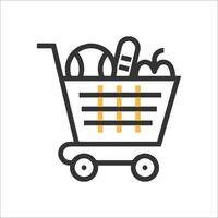 Shopping cart icon with fruit and vegetables vector