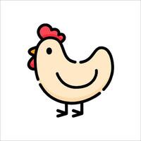 A cartoon chicken standing on a white background vector