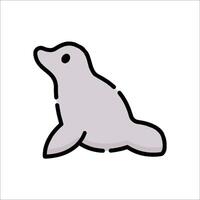 A seal sitting on the ground with its head down vector