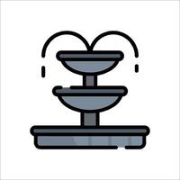 A fountain icon with a black and white outline vector