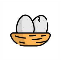 Two eggs in a basket icon vector