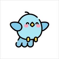 A cute blue bird with pink eyes and a pink nose vector