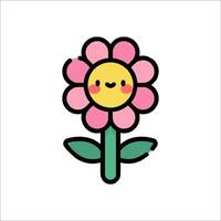 A cute flower with a smiley face vector