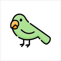 A green bird with a beak on its head vector
