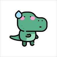 A cartoon dinosaur with a pink nose and a pink tongue vector