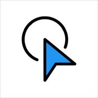 A blue arrow pointing to a button vector