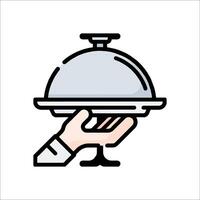 A hand holding a tray with a platter on it vector
