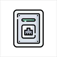 A computer with a green light on it vector