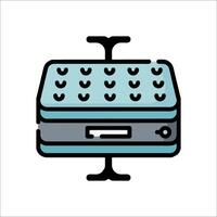 A computer with a keyboard and mouse on top vector